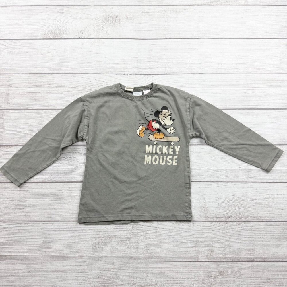 ZARA Disney Collection Mickey Mouse Long Sleeve Shirt Skateboard Graphic Tee 4